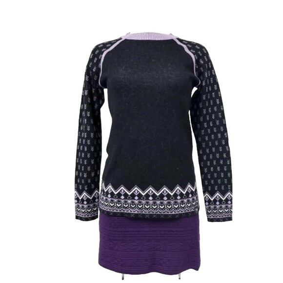 NEVE Ellie Wool Blend Purple Acai Crewneck Sweater And Straight Skirt 16" Long. - Picture 1 of 6